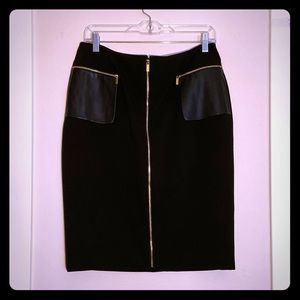 Calvin Klein Faux Leather Pocket Pencil Skirt